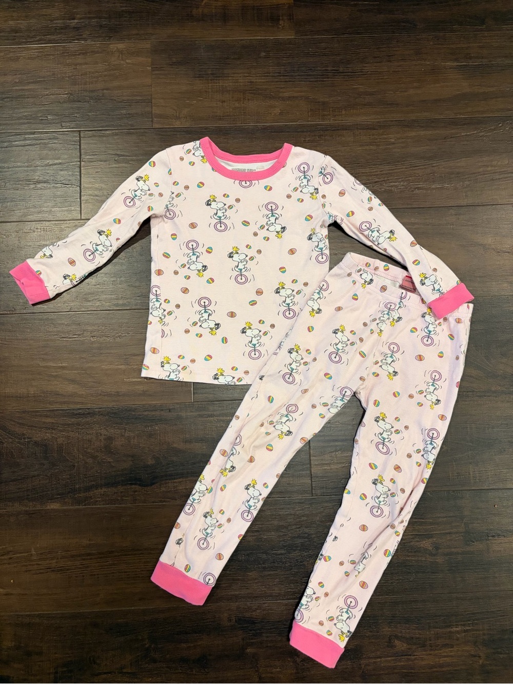 Peanuts Snoopy Easter Pajamas 5T Pink Eggs Spring Cotton Set